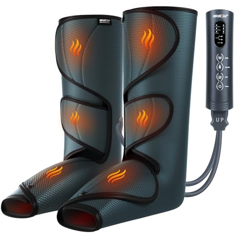 CINCOM Leg Massager with Heat and Compression, Legs Massage for Circulation and Pain Relief, Heating Calf Leg Air Compression Massager Help with Relief Edema