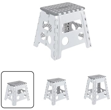 ARREGUI TB-032-GB Taburete Plegable Cocina o Baño | Escalera Plegable Pequeña | Taburete Infantil | Banqueta Baño | Escalón Plegable para Adultos y Niños (hasta 150Kg) | 32 cm de Altura | Blanco