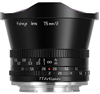 TTArtisan 7.5mm F2.0 APS-C Large Aperture Cameras Lens Fisheye Lens Compatible with Fuji X Mount Camera X-A1, X-A10, X-A2, X-A3, X-A5, X-A7, X-M1, X-M2, X-H1, X-T1, X-T10, X-T2
