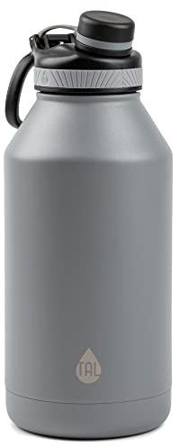 TAL Ranger 64 oz Black Solid Print Stainless Steel Water Bottle with Wide Mouth Lid (silverandblack)