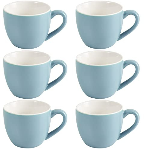 homEdge Mini tazzine da caffè in porcellana, 90 ml, per caffè espresso e tè, set da 6, colore: azzurro