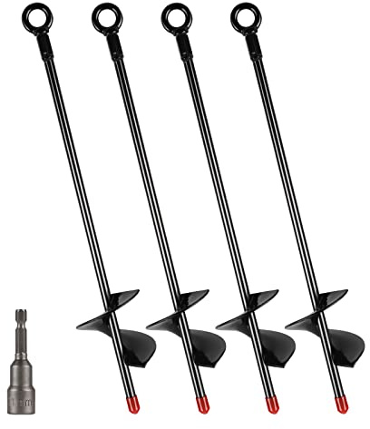 DBREAKS Ancrage au Sol, 4 Pièces Ancres au Sol, 38cm Piquets de Sol, Piquets Acier Robuste piquets, ancrages au Sol très résistants, Sardines d'ancrage pour Trampoline,Terrier, tentes, balançoires
