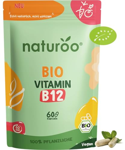 Vitamine B12 Bio | 60 gélules (2 mois) | 100% naturelle et végétale | Premium & Vegan | vitamin B 12 à 25 µg (1000% des AJR) | Extraits de Shiitake et fibre d'acacia bio | B-12 pour Hommes et Femmes