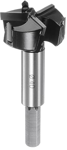 QUARKZMAN Forstner Taladro Barrena 40mm (1-19/32) Tungsteno Carburo 3 Flautas Taladro Forstner Barrena para Bisagra Madera Agujero Perforación Carpintería