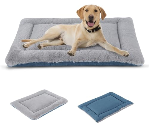 IEUUMLER Hundebett Waschbare Hundematte, Flauschige Weiche und Warme Hundedecke für Unterwegs, Katzenkissen für Große und Kleine Hunde oder Katzen FC014 (Grau und Blau, XS(45 * 33cm))