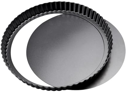 ZTVOWTO 22cm×3cm stampo crostata, teglia tonda per crostata, bordo ondulato antiaderente stampo per crostata morbida