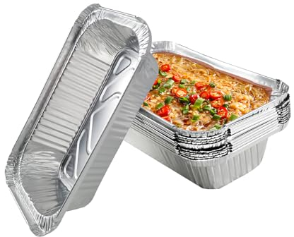 VFFNFF 50 Piezas Aluminio Bandejas Barbacoa,Bandejas Aluminio Desechables,Bandejas de Goteo Aluminio,Usado para Barbacoa,Pastel,Fruta,Picnic,Campamento,Plato de Caída/Aluminio de las Playas (650ML)