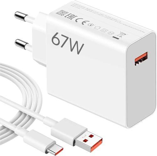Caricatore Hypercharge 67w per Xiaomi con cavo ricarica rapida USB C 6A 1 metro, caricabatterie turbo fast charge 13T/13/12S Ultra/13 Lite/12X/11T,Note 13Pro/12Pro/11Pro,11S 11 Ultra,Poco F5 X5 Pro