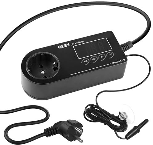 Thermostat Steckdose, 220V Temperaturregler Steckdose mit Fühler, Thermostat Hygrostat Steckdose Digital Zeitschaltuhr Thermostat Terrarium Tag Nacht für Gewächshaus, Aquarium, Terrarium, Reptilien