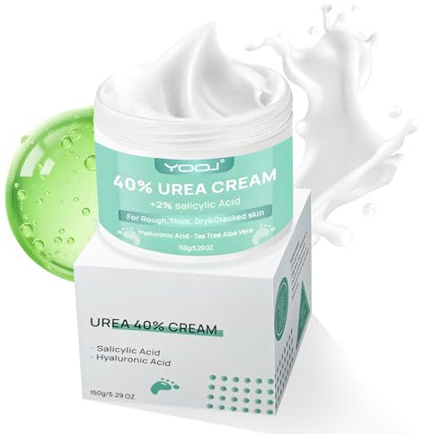 Crema Urea al 40%, Crema Piedi Urea per Piedi e Mani con Acido Ialuronico, Tea Tree e Aloe Vera per Un'idratazione Profonda, Rimozione e Ammorbidimento dei Calli