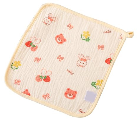 Qsvbeeqj 25 x 25 cm Bebé Toalla Cuadrada Infantil Saliva Toalla Dibujos Animados Impreso Babero Suave Transpirable Mano Paño Burp Paño Facial