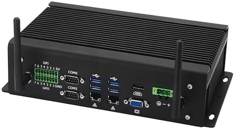 MNBOXCONET Core i5 7287U Industrial Mini PC Firewall Fanless, DDR4 Barebone Micro Desktop Computer 6xRS232 COM, WIFI5/BT4.2, GPIO, Win 11 Pro