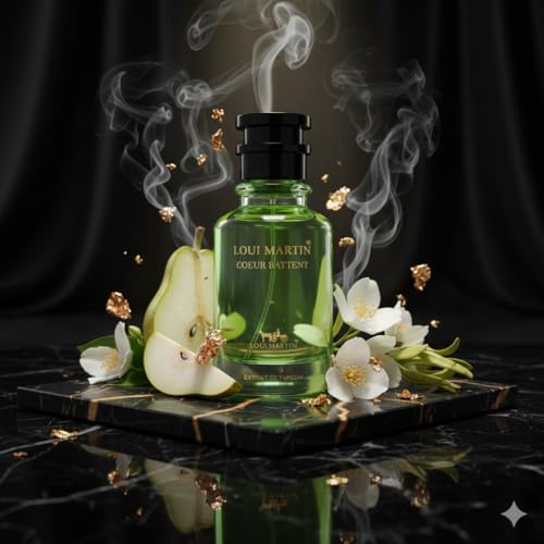 LOUI MARTIN Coeur Battent Extrait de Parfum, Flacon en Verre Vert, Parfum de Luxe avec Boîte de Présentation Élégante