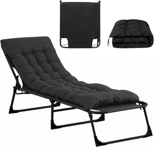 Lit de camping, lit pliable réglable à 4 positions, cadre en acier stable avec pieds antidérapants, matelas épais pour la maison, le bureau, la sieste, la plage, les voyages