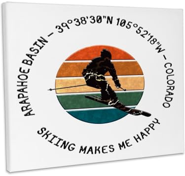 3dRose Arapahoe Basin, Colorado. Man skier on white. Alpine skiing, America Museum Grade Canvas Wrap 20x16