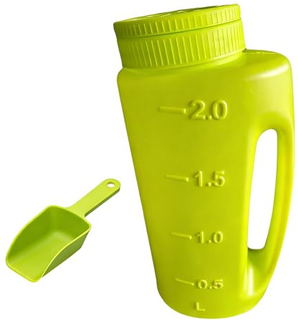 Generisch Salière à main – Récipient à saupoudrer de 2 litres pour les produits d'épandage | Distributeur de sel robuste pour neige, sable, gravillons – Épandeur manuel pour trottoirs, allées, pelouse