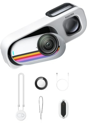 Insta360 GO 3S Retro Bundle Special Edition 64GB Vit - Liten 4K Vloggkamera, Hands-Free POV-kamera, Retrofilter, 4K30fps, Extra Batteri, Lätt Vikt Bärbar Vloggkamera för Gata & Dagliga Bilder