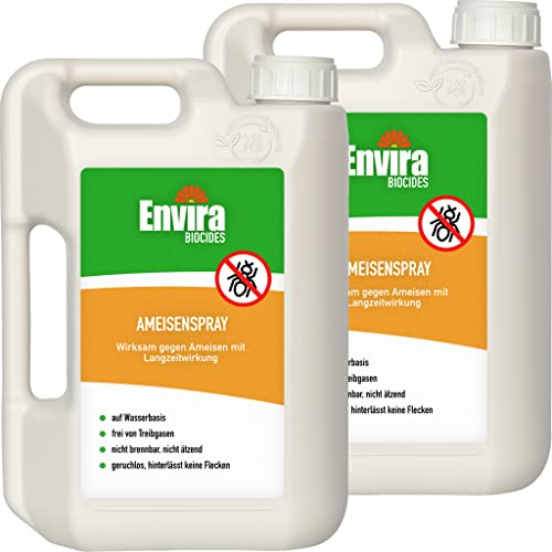 Envira Ameisen Abwehrspray 2x2 Liter - Spray mit Langzeitwirkung gegen Ameisen, Wegameisen - Mittel für Wohnung, Balkon, Terrasse, Garten