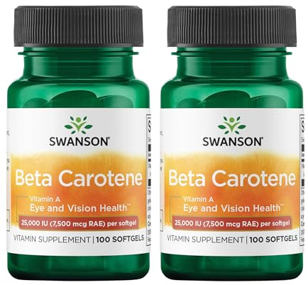 Swanson Beta-Carotene (Vitamin A) 25000 Iu (7500 mcg) 100 Sgels (2 Pack)