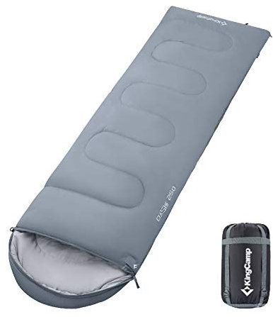KingCamp Decken Schlafsack Oasis 250 Sommer Camping Outdoor 2,2m Lang&Breit -3°C Mid Grey - Zipper L