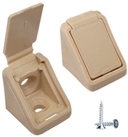 Set di 20 staffe per mensole beige 20 x 20 mm, giunti angolari per mobili, giunti angolari in plastica a 90 gradi, angolo retto, viti incluse (20, beige)