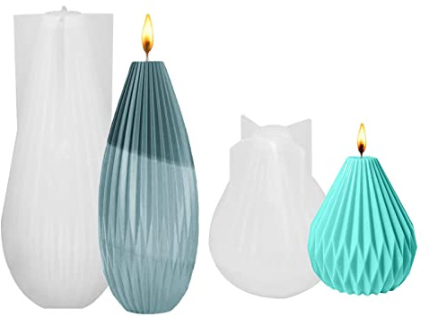 TROYSINC 2 stycken ljusformer i silikon, 3D geometrisk päronflaskform ljusform, gör-det-själv handgjord aromaterapi ljusform, för tillverkning av doftljus, aromstenar, choklad
