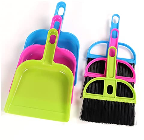 Mini-Kehrschaufel-Set, tragbare Kunststoffbürste, Reinigungs-Kehrschaufel für die Käfigreinigung von Tieren, Meerschweinchen, Kaninchen, Hamstern, Reptilien (3 Farben)