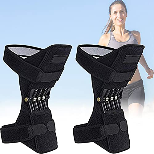 LARIAU Kniestütze, Power-Knie, kraftvoller Rückprall-Springkraft-Knieschutz-Booster, atmungsaktive Kniegelenk-Stützbandage für Männer, Sport, Kniebeugen, Training, Einheitsgröße (1 Paar), 3 Federn