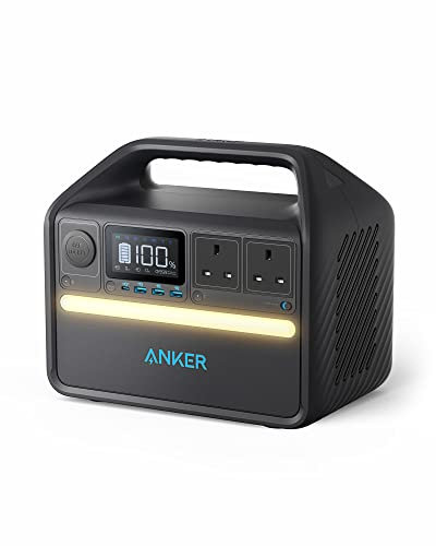 Anker Portable Power Station 512Wh, 535 Portable Generator, 500W 7-Port Outdoor Generator with 2 AC Outlets, 60W USB-C PD Output, LiFePO4 Batteries, LED Light For Camping, RV (Anker SOLIX)