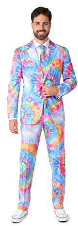 OppoSuits Herrenanzug Mr. Tie Dye - Perfekt für Partys - Rainbow Pride - Inklusive Blazer, Hose und Krawatte
