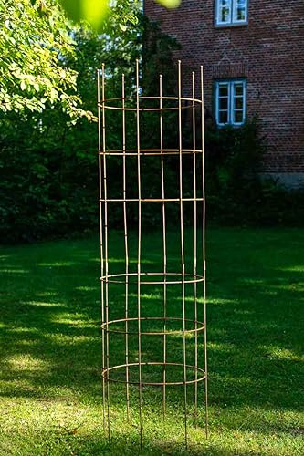 KUHEIGA Rankhilfe Metall Ø 60cm H: 200ccm Rost Rankhilfe Rankgitter Obelisk Rankgerüst 2m