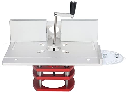 Fockety Sollevatore per fresa con piastra superiore, di sollevamento per fresa di precisione in alluminio con calibro, per la lavorazione del legno, scanalatura, rifilatura (Argento)