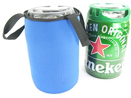 Refrigeratore da birra da 5 l, in neoprene spesso 5 – 6 mm, con maniglia e chiusura lampo (blu)