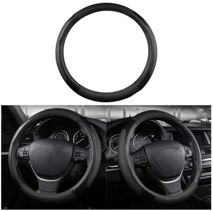 JNNJ Coprivolante Auto, Coprivolante in Pelle Microfibra, Copri Volante Antiscivolo Traspirante Durevole, Universale Protezione Custodia Volante Auto per Maggior Parte Macchina Autocarri(Nero)