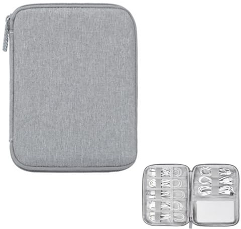 Sac Électronique, Multifonctionnel Sac de Voyage, Universel Électronique Cable Management Cubes, Pochette Câble de Voyage, pour Disques Durs, Câbles, Chargeur, Téléphoner, USB, Carte SD, gris
