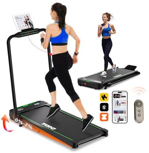 TODO Walking Pad mit Neigung und App, 3 in 1 Klappbares Laufband für Zuhause und Büro, 1-12KM/H Untertisch-Laufband mit Fernbedienung, 2,5 PS Motor, Kapazität 120 kg