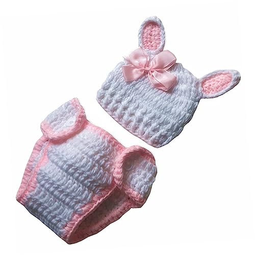 ARTIBETTER Neugeborenen-fotokostüm Gehäkelter Strickanzug Ostern Urlaubskleidung Babyparty- Baumwollmaterial Windelmütze Hasen-Outfit