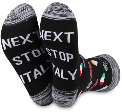 JXGZSO Italy Symbols Gift Next Stop Italy Socks Italy Lover Gift Italy Trip Gift Europe Travel Gift World Traveler Socks