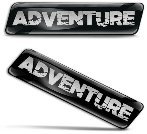Biomar Labs 2 x 3D Gel Silikon Aufkleber Stoßstange Aufkleber Abziehbilder Emblem Tuning für Auto Motorrad Helm Fahrrad Schwarz Silber Adventure Abenteuer KS 14