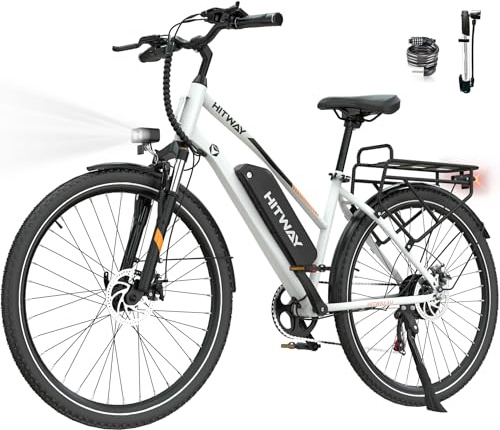 HITWAY Vélo Électrique, 28 Vélos à Assistance Électrique, Ville E-Bike avec Batterie Amovible 36V 13Ah, Moteur 250W, 7 Vitesses, E-Bike Urbain pour Adulte Homme Femme Autonomie jusqu'à 50-100km