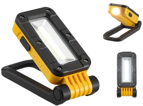 BougeRV Lampada da Lavoro Ricaricabile, Torcia Magnetica da 400 LM, Lampada di Ispezione con Supporto e Gancio Girevoli a 180°, Diverse Modalità di Illuminazione per Riparazioni Auto, Campeggio