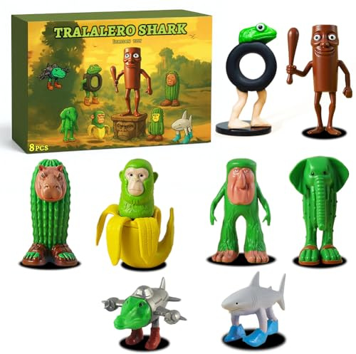 Dlishka Italian toy Brainrot Action Figures Set,Funny Collectible Figures for Kids & Adults,Tralalero Tralala-Inspired,Creative Shark,Monkey and More Toys,Safe Gifts for Fans Ages 6+ (A 8pcs)