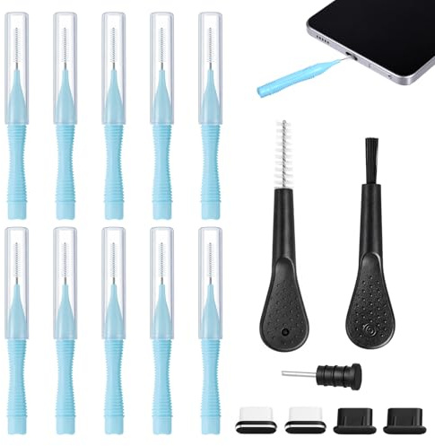 16 stycken laddningsuttag rengörare USB C telefon högtalare rengöringsset mobiltelefon rengöringsborstar telefonhörlurar rengöringsborste igensättningsfri mini borstrengöring för 17 Pro Max laptop