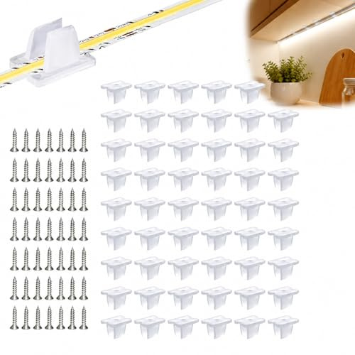 Clip per Strisce Luminose a LED da 5-6 mm – 50pz Clip per Luci a LED Impermeabili, Morsetti di Fissaggio con Viti per Montaggio Interno ed Esterno, Accessori per Strisce LED