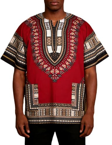 Vêtements africains pour homme et femme - Chemises africaines à manches longues Dashiki - Grandes tailles - Style ethnique traditionnel - T-shirt à manches courtes - Coupe ample - T-shirt de loisirs