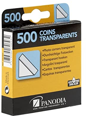 Panodia - Boîte De 500 Coins Photos Adhésifs Transparents - Idéales Pour Albums Photo Scrapbooking Et Projets Créatifs - Excellente Adhésion Sur Divers Supports - Marque Française