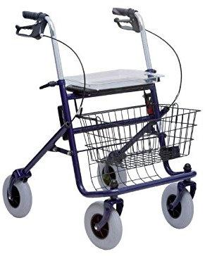 TERMIGEA Deambulatore Pieghevole 4 Ruote - Rollatore per Adulti/Elderly - Acciaio - Blu, Grigio