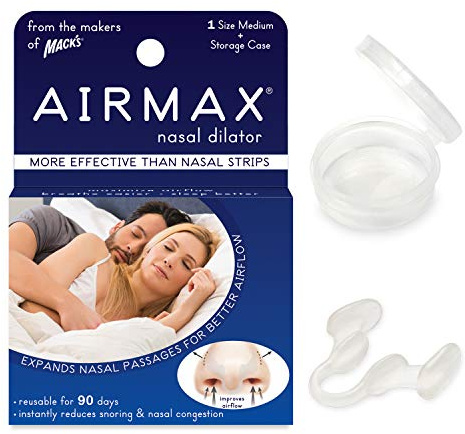 AIRMAX Nasal Dilator for Better Sleep - Natural, Comfortable, Anti Snoring Device, Snoring Solution for Maximum Airflow and Easier Breathing (Medium - Clear)