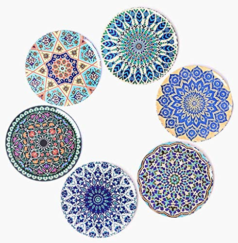 BOHORIA Premium Design Untersetzer 6er Set Dekorative Untersetzer fur Glas, Tassen, Vasen, Kerzen auf ihrem Holz-, Glas- oder Stein- Esstisch Boho Edition,Boho
