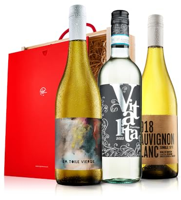Virgin Wines - White Wine Trio in Wooden Gift Box - 3 Bottles (75cl) - Viognier, Sauvignon Blanc & Pinot Grigio